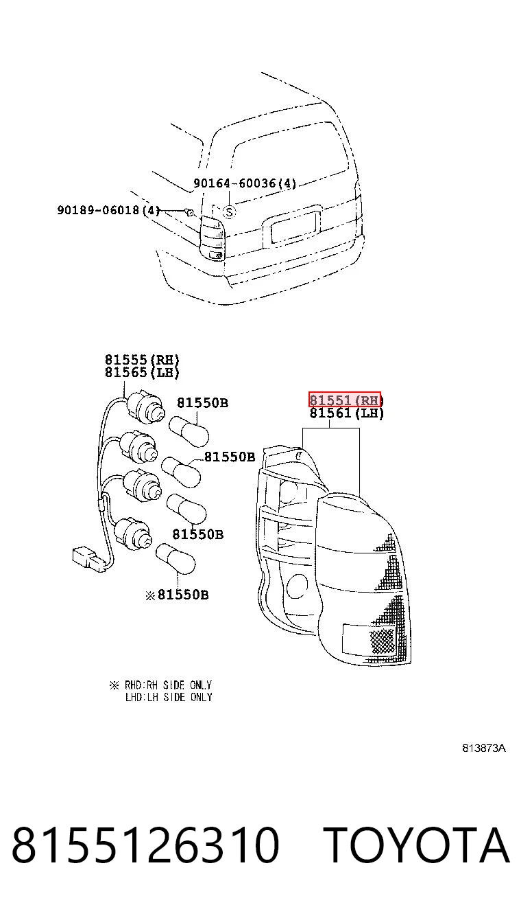 8155126310 Toyota Lanterna traseira direita