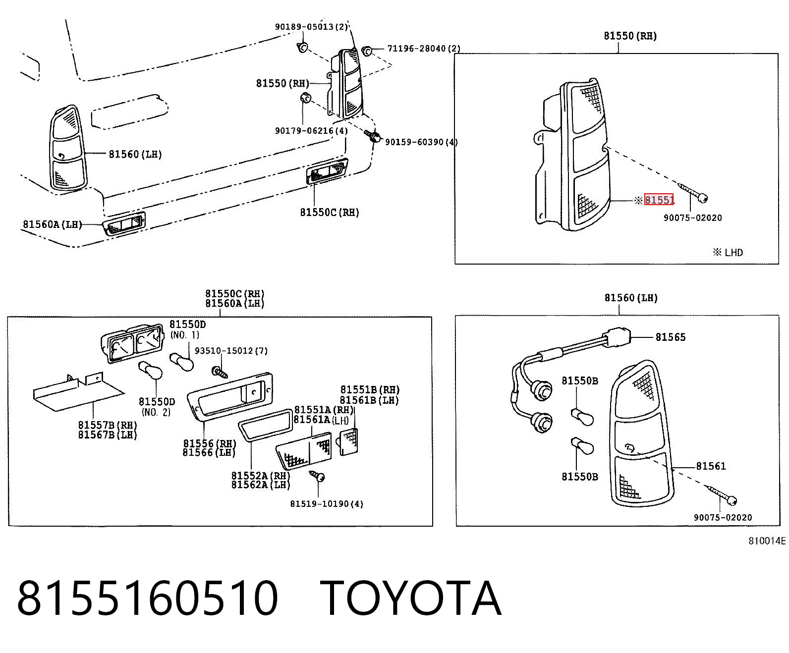 Lanterna traseira direita Toyota Land Cruiser 90 SUV (J9) (1996 - 2002) 90