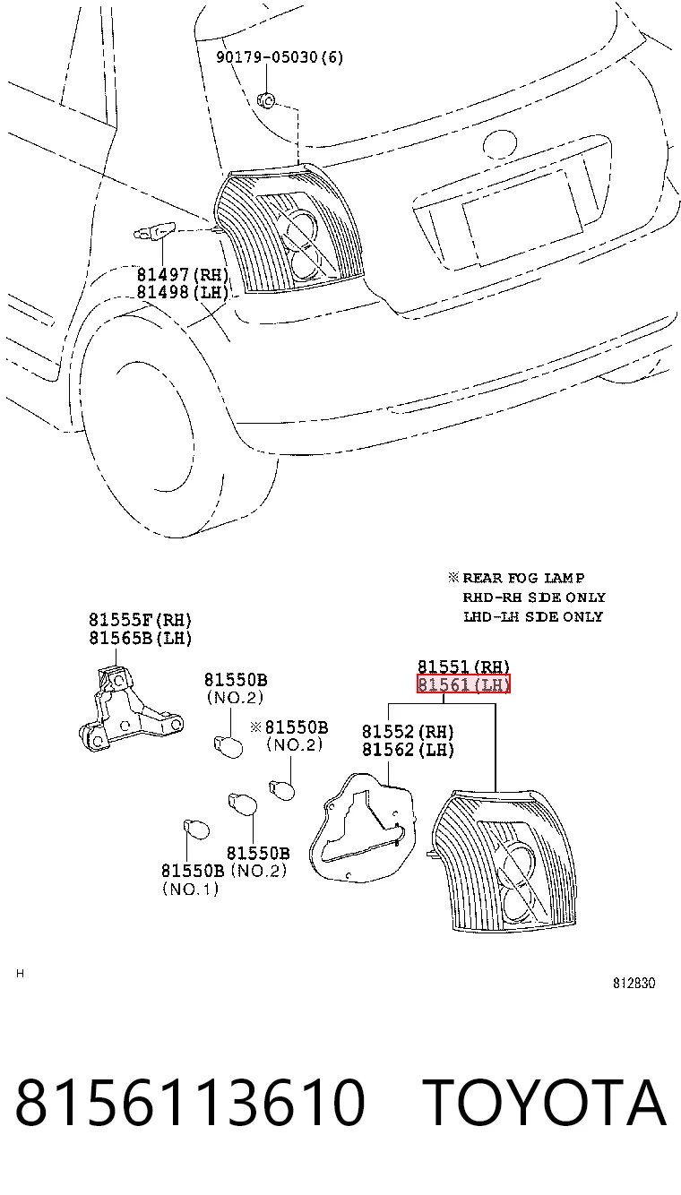 8156113610 Toyota Lanterna traseira esquerda