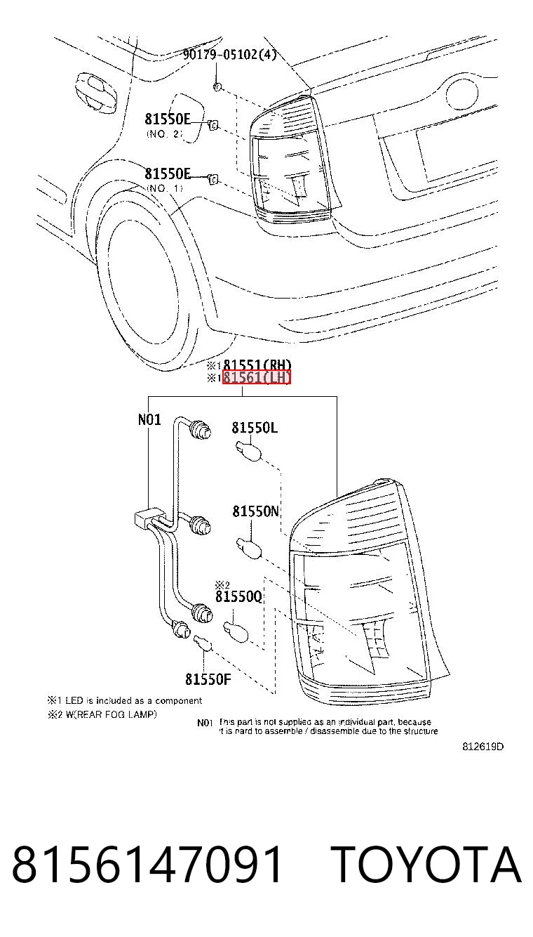 8156147091 Toyota Lanterna traseira esquerda