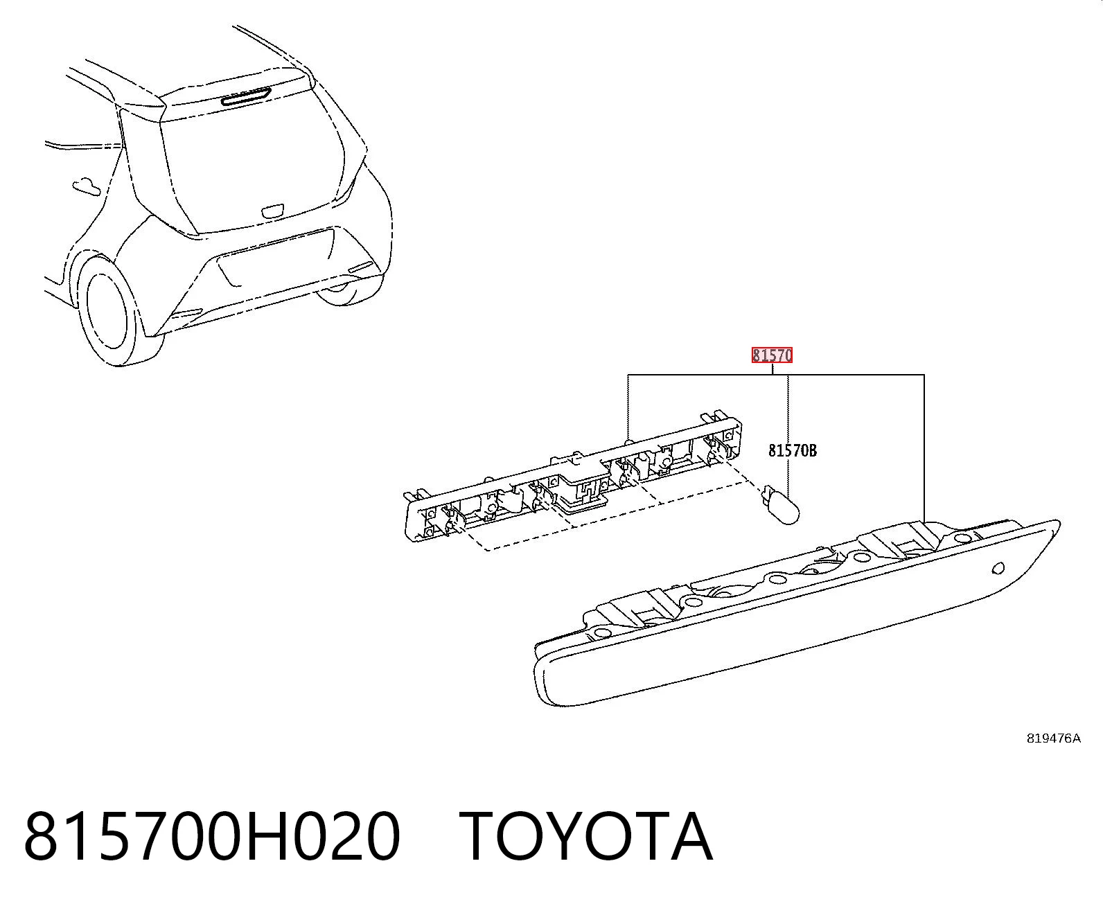 815700H020 Toyota Sinal de parada traseiro adicional
