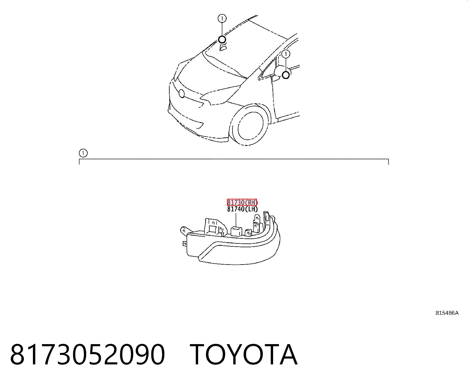 8173052090 Toyota Pisca-pisca de espelho direito