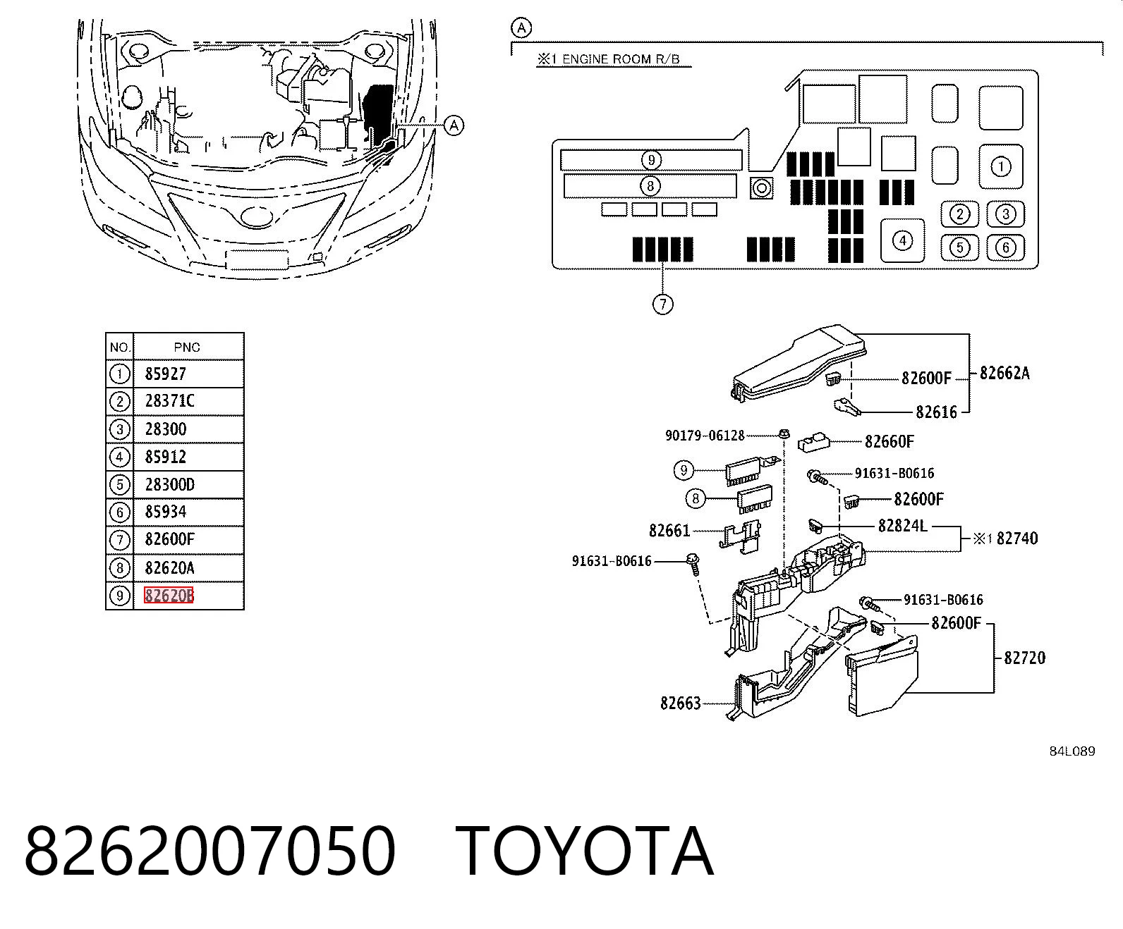 8262007050 Toyota Unidade de dispositivos de segurança