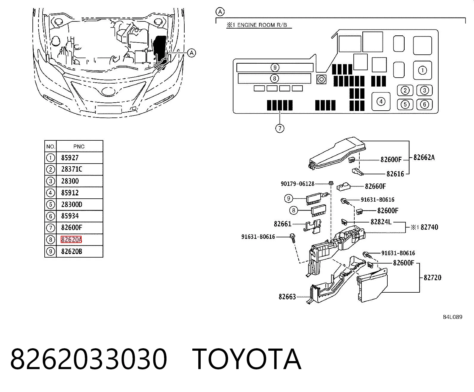 8262033030 Toyota Unidade de dispositivos de segurança