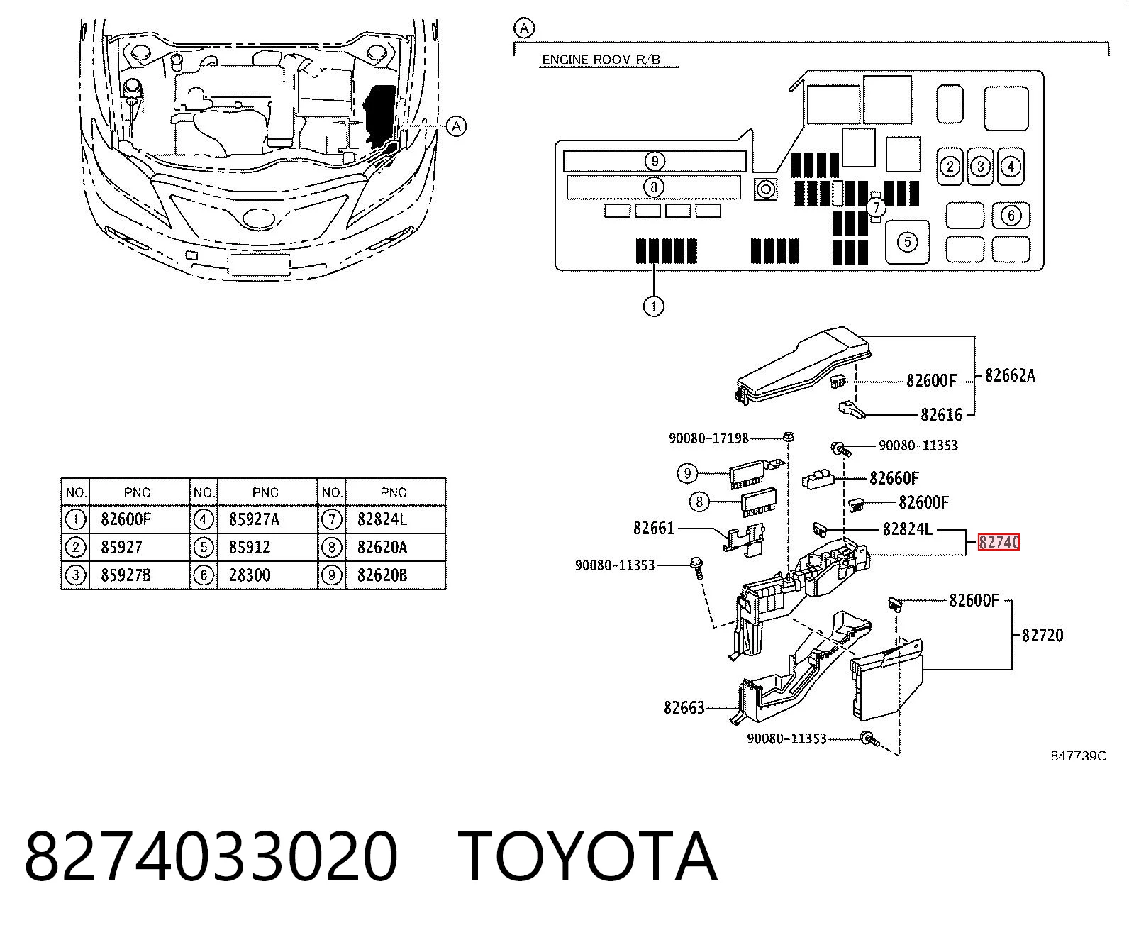 8274033020 Toyota Unidade de dispositivos de segurança