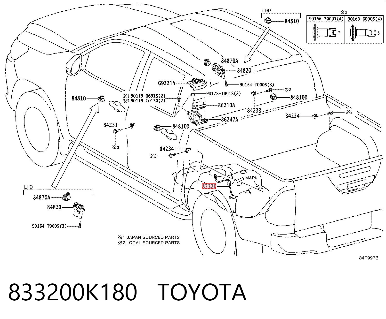 833200K180 Toyota Sensor do nível de combustível no tanque