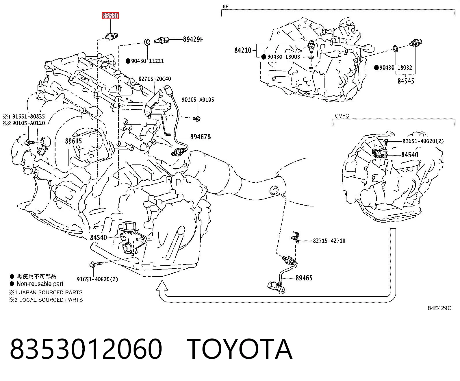 8353012060 Toyota Sensor de pressão de óleo