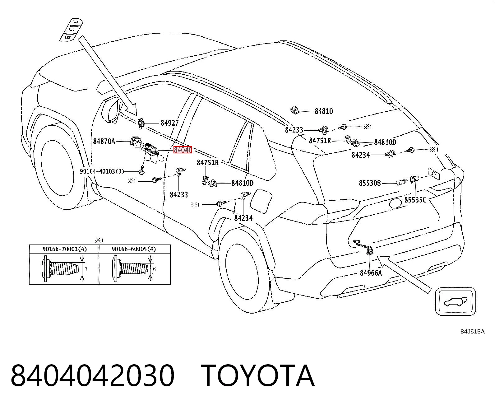 8404042030 Toyota Unidade de botões dianteira esquerda de controlo de elevador de vidro