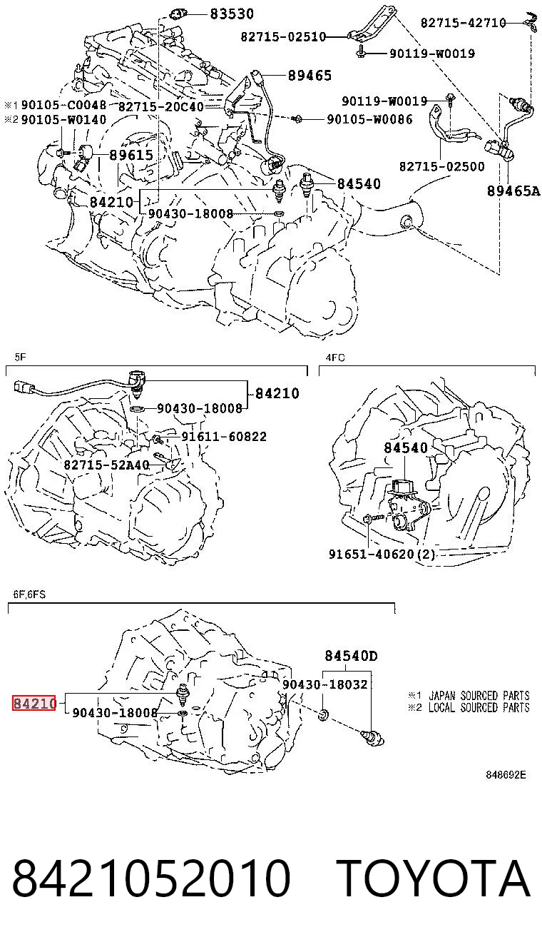 8421052010 Toyota Sensor de ativação das luzes de marcha à ré