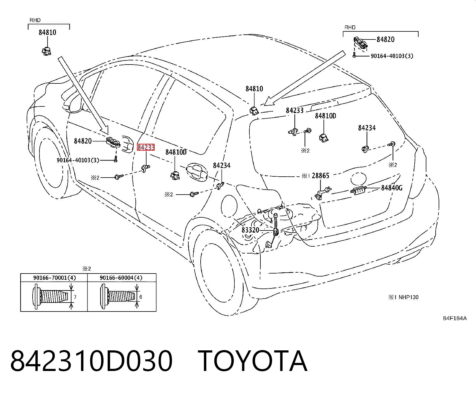 842310D030 Toyota Sensor de fechamento de portas (interruptor de fim de carreira)