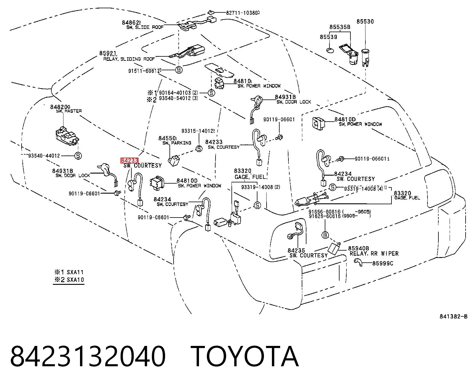 8423132040 Toyota Sensor de fechamento de portas (interruptor de fim de carreira)