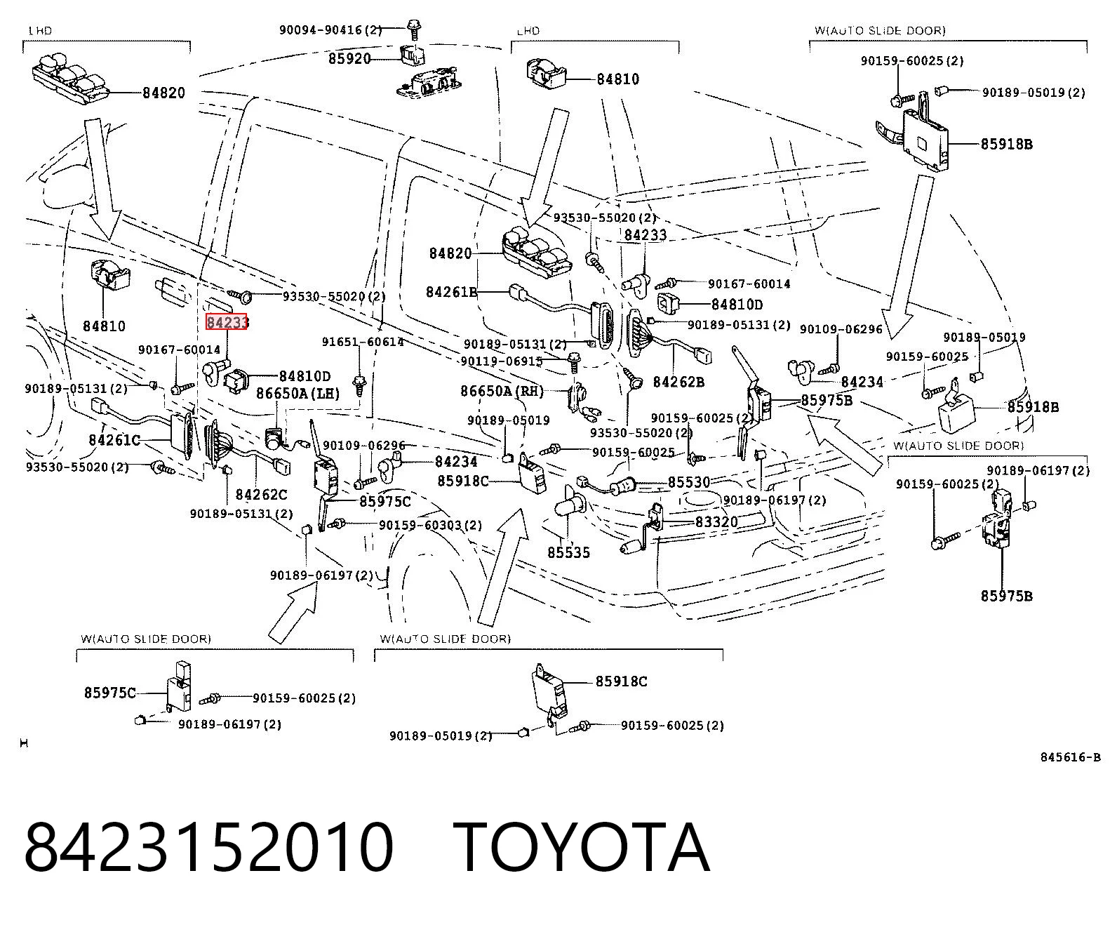 8423152010 Toyota Sensor de fechamento de portas (interruptor de fim de carreira)