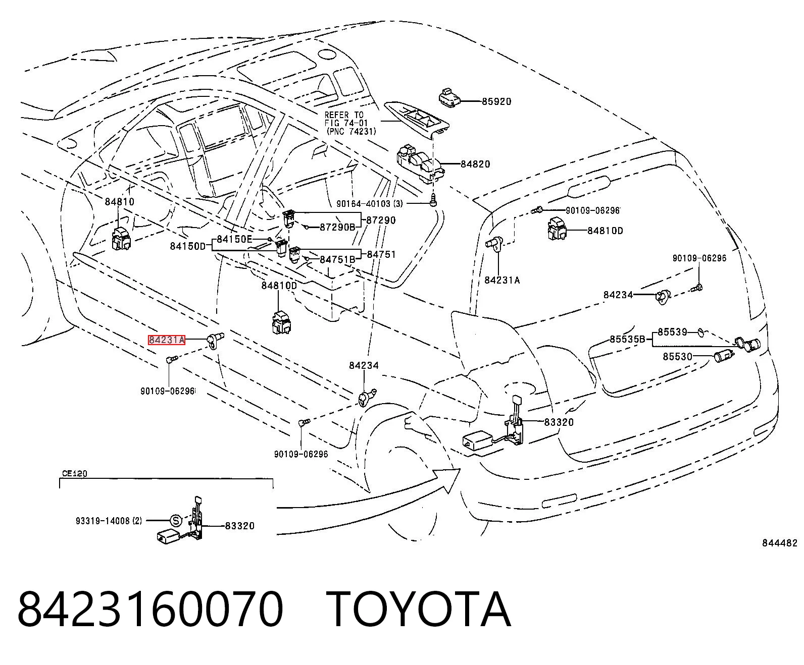8423160070 Toyota Sensor de fechamento de portas (interruptor de fim de carreira)