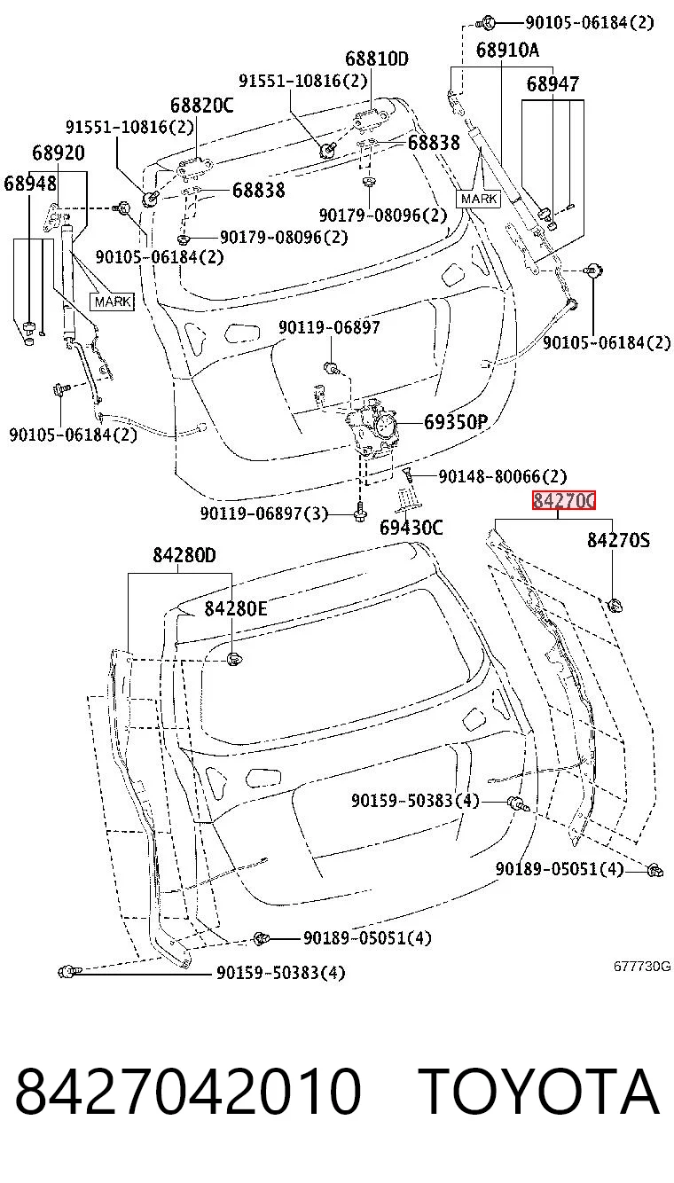 8427042010 Toyota Sensor de abertura de tampa de porta-malas/da porta traseira (de tampa de alcapão)