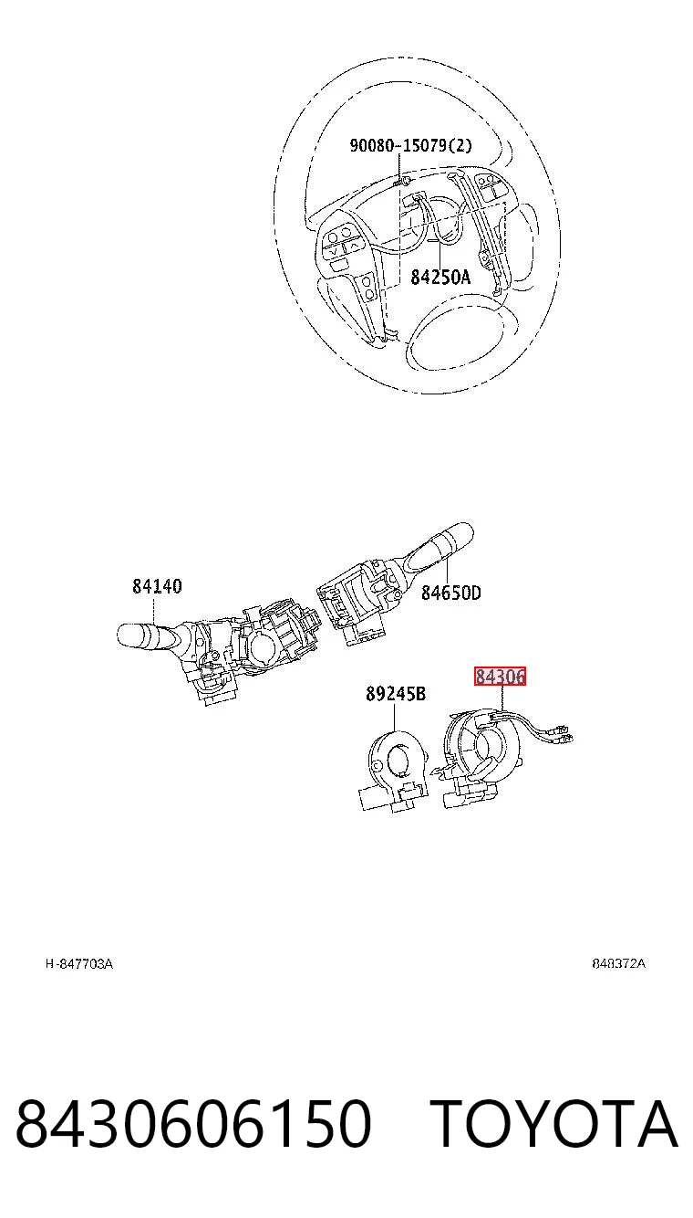 8430606150 Toyota Anel AIRBAG de contato, cabo plano do volante