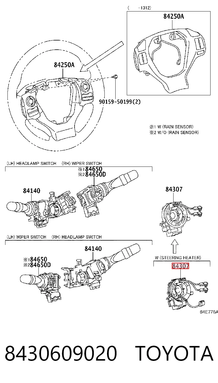 8430609020 Toyota Anel AIRBAG de contato, cabo plano do volante