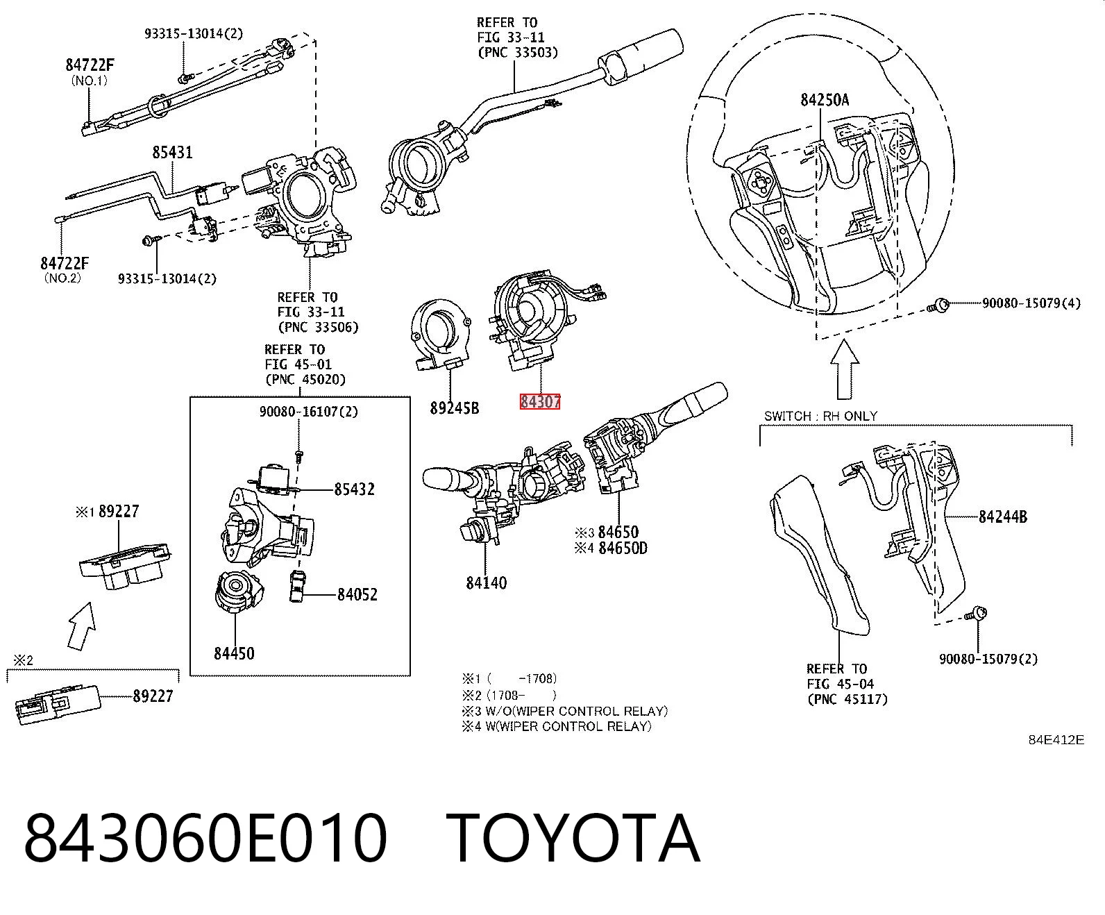 843060E010 Toyota Anel AIRBAG de contato, cabo plano do volante
