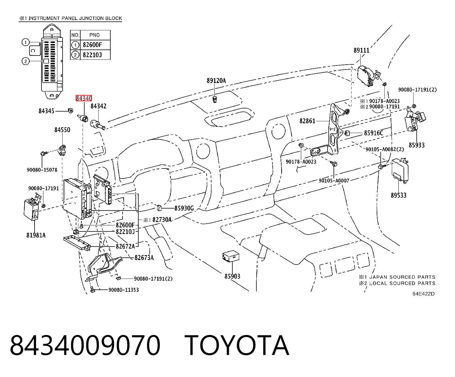 8434009070 Toyota Sensor de ativação do sinal de parada