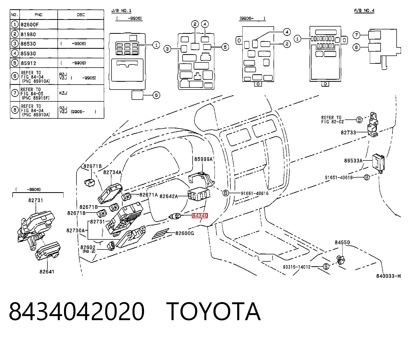 8434042020 Toyota Sensor de ativação do sinal de parada