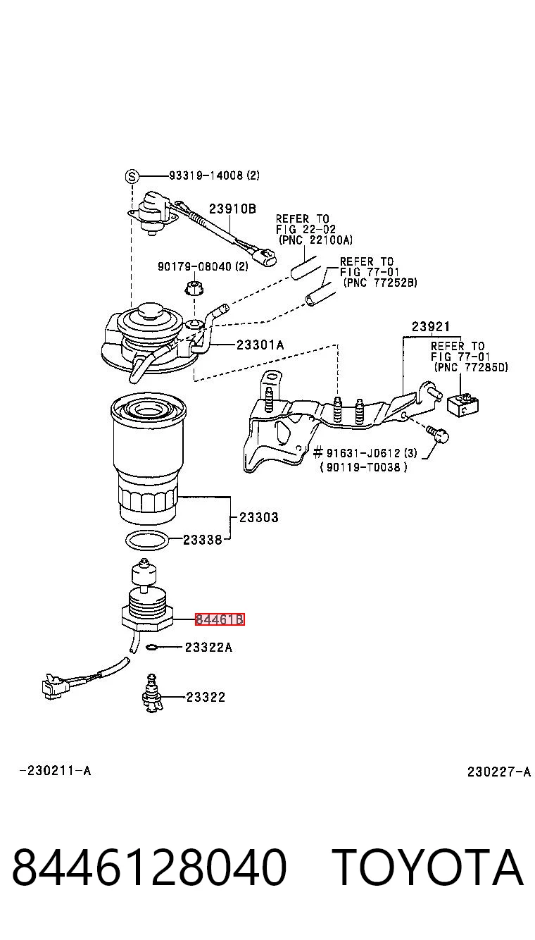 8446128040 Toyota Sensor do nível da água de filtro de combustível