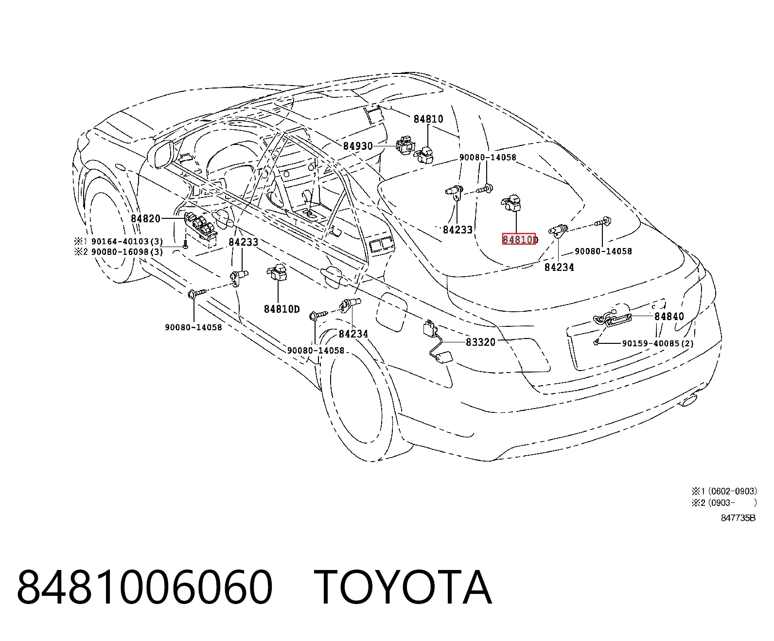 8481006060 Toyota Botão dianteiro direito de ativação de motor de acionamento de vidro