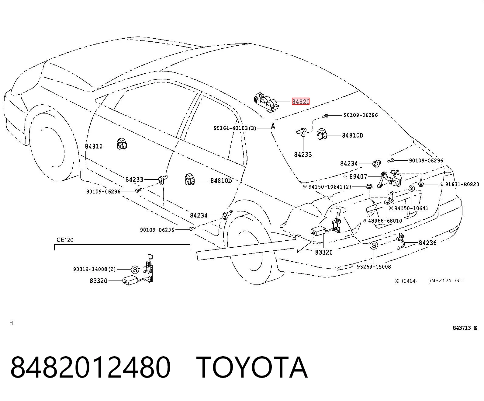 8482012480 Toyota Unidade de botões de controlo de elevador de vidro de consola central