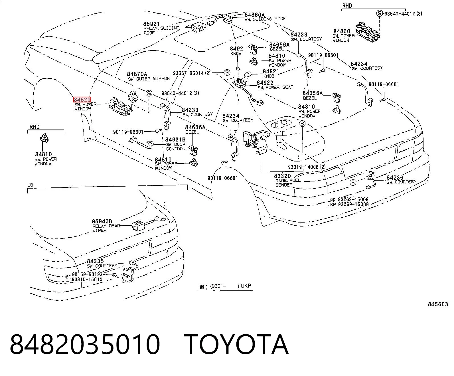 Mecanismo de acionamento de vidro da porta dianteira esquerda para Toyota Land Cruiser 80 J8