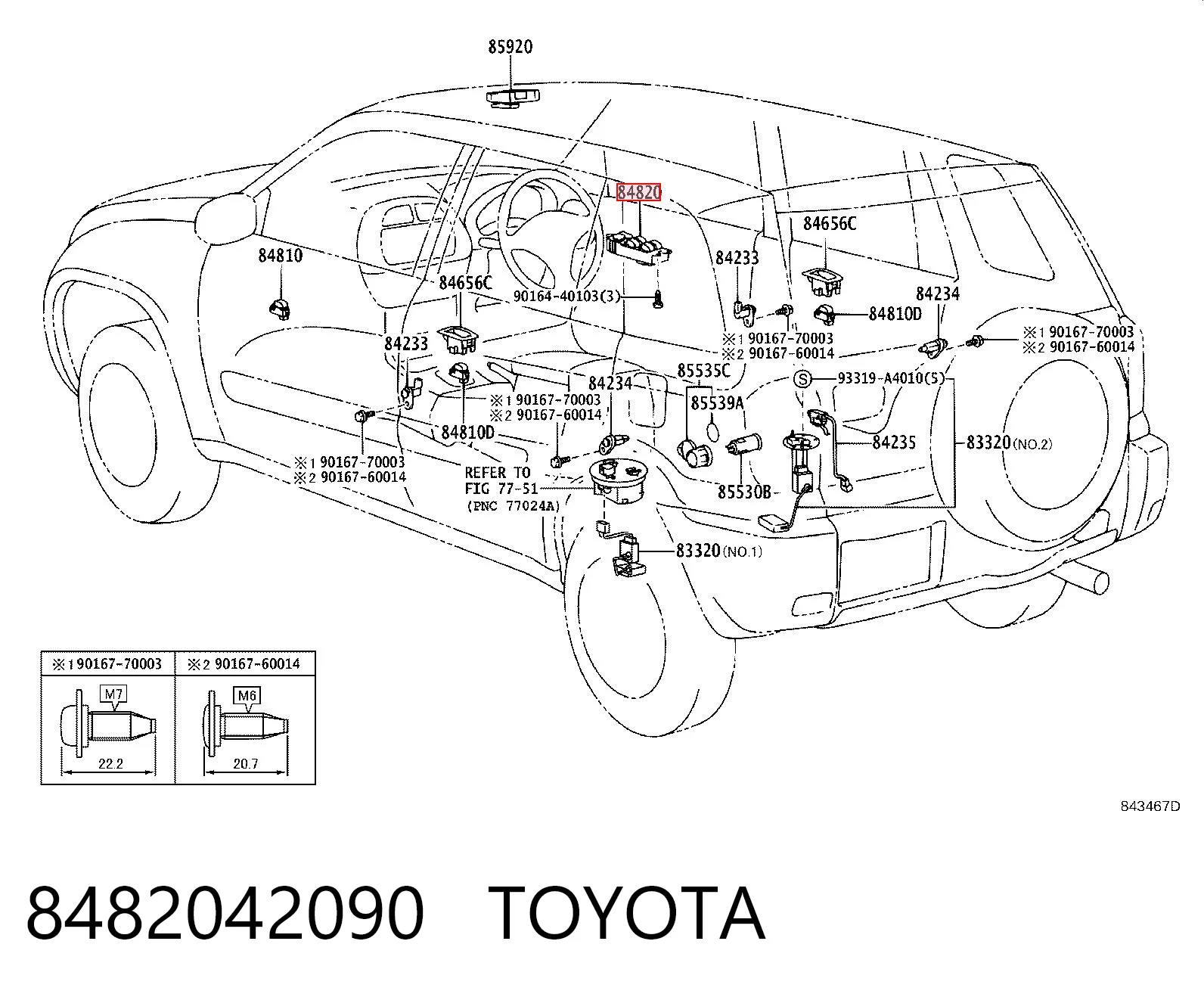 8482042090 Toyota Unidade de botões de controlo de elevador de vidro de consola central
