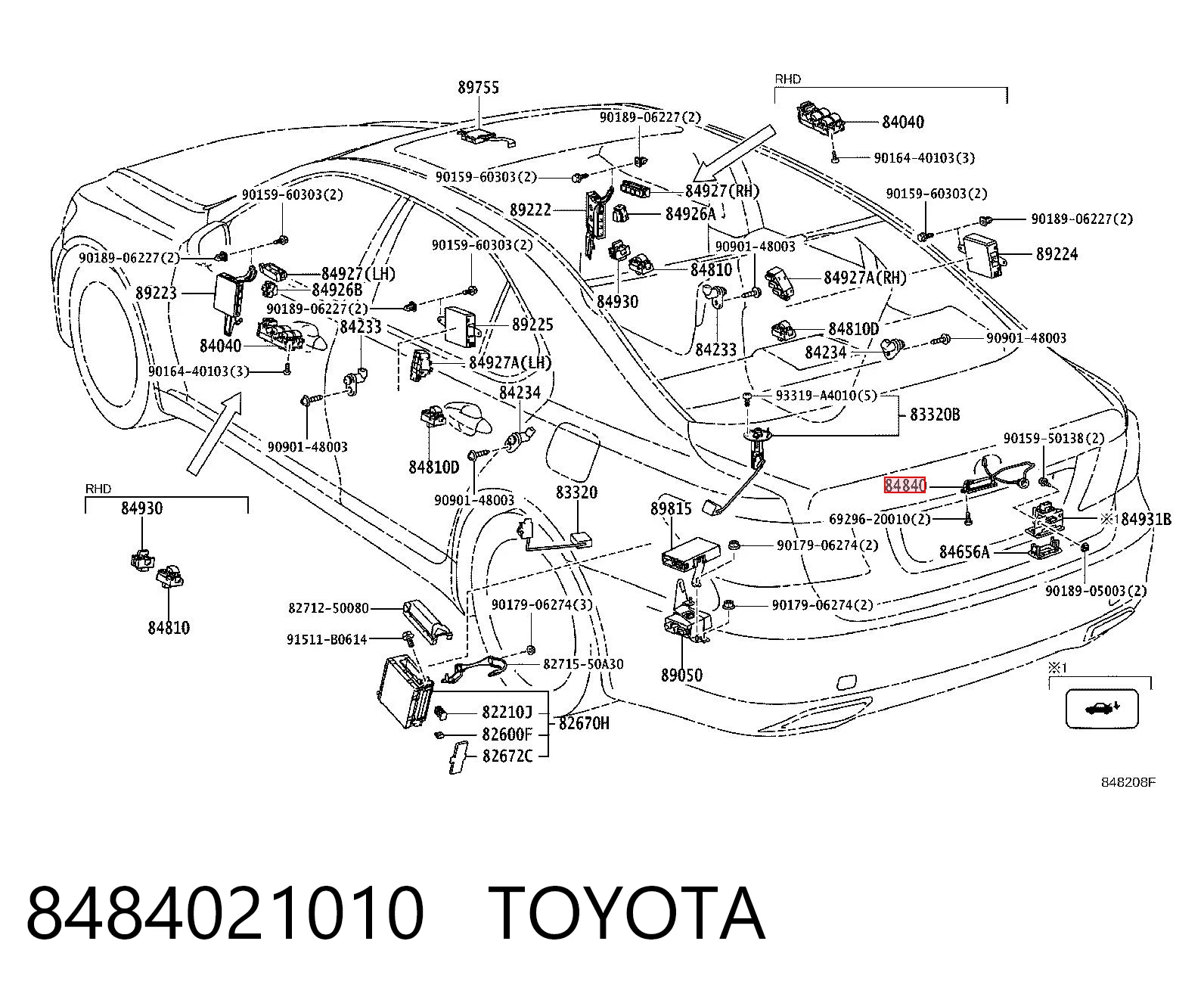 8484021010 Toyota Sensor de abertura de tampa de porta-malas/da porta traseira (de tampa de alcapão)
