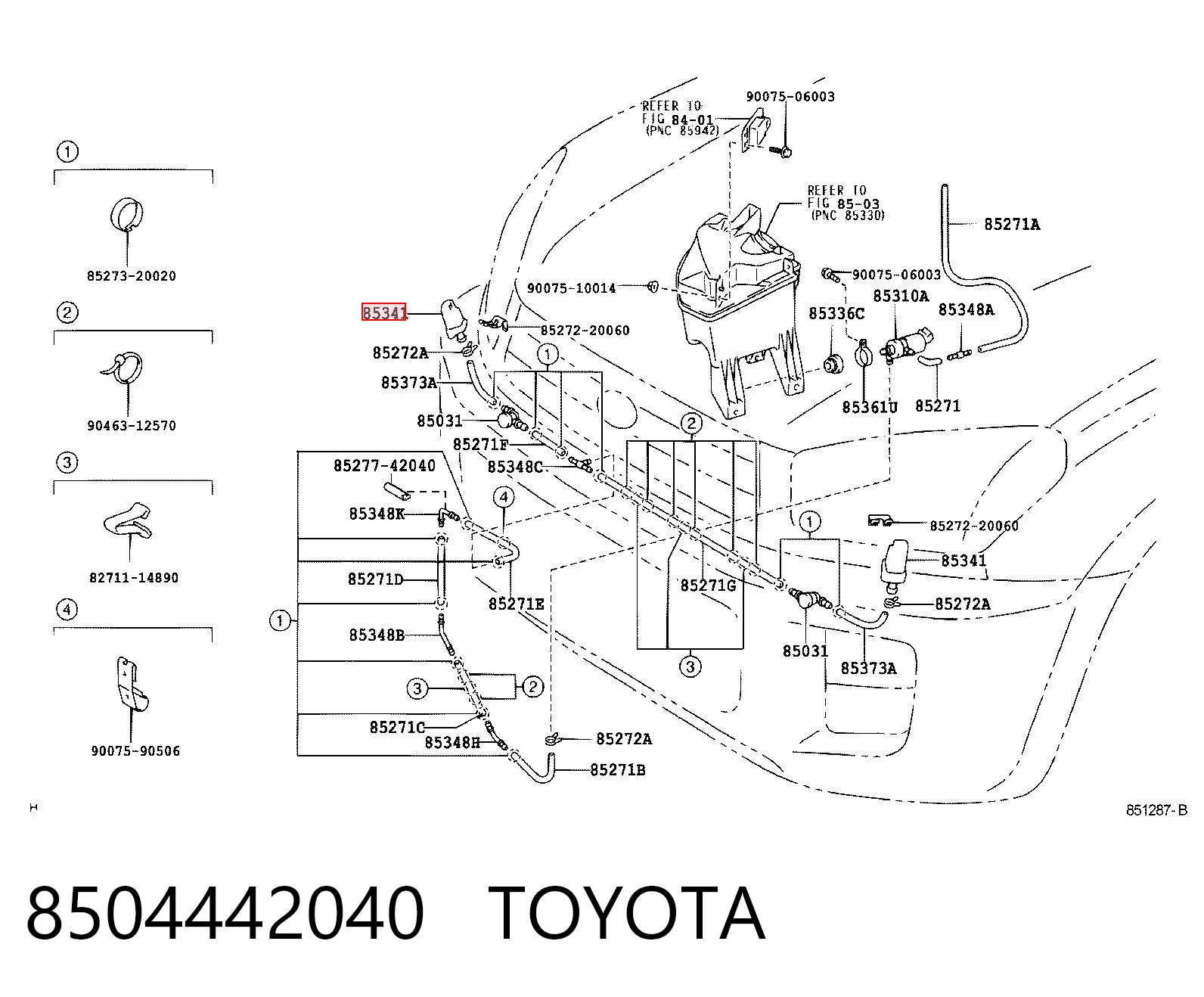 8504442040 Toyota Injetor de fluido para lavador da luz dianteira