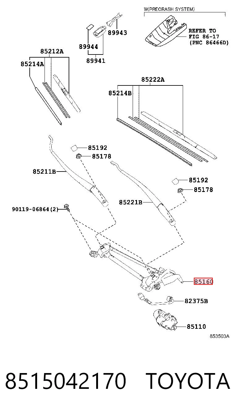 Trapézio de limpador pára-brisas para Toyota RAV4 IV A4