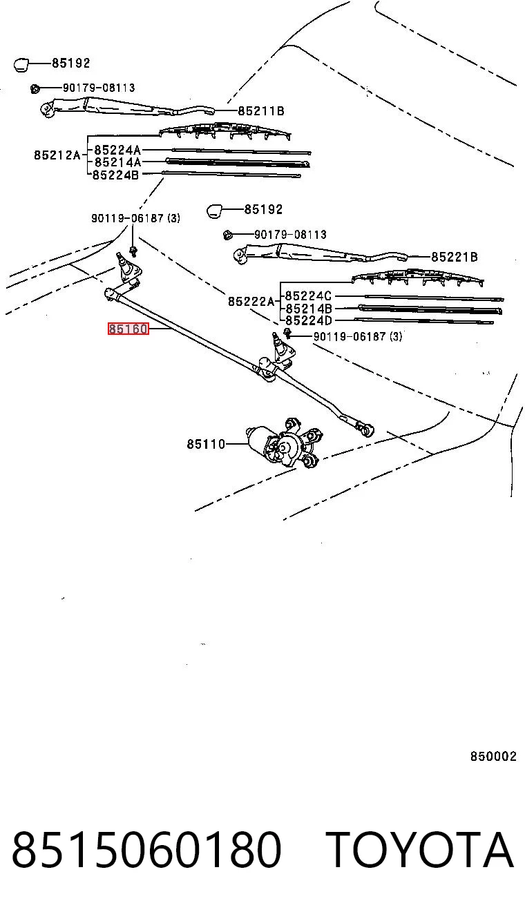 8515060180 Toyota Trapézio de limpador pára-brisas