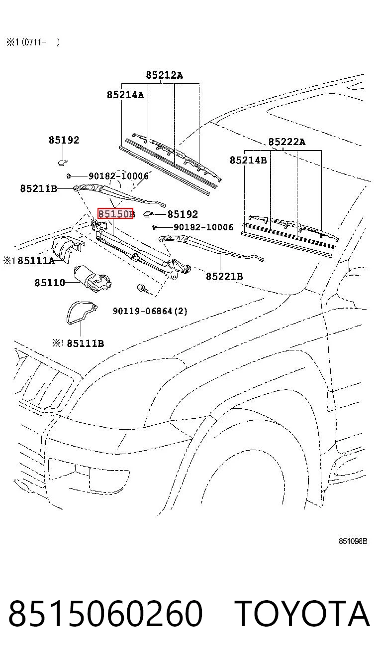 8515060260 Toyota Trapézio de limpador pára-brisas