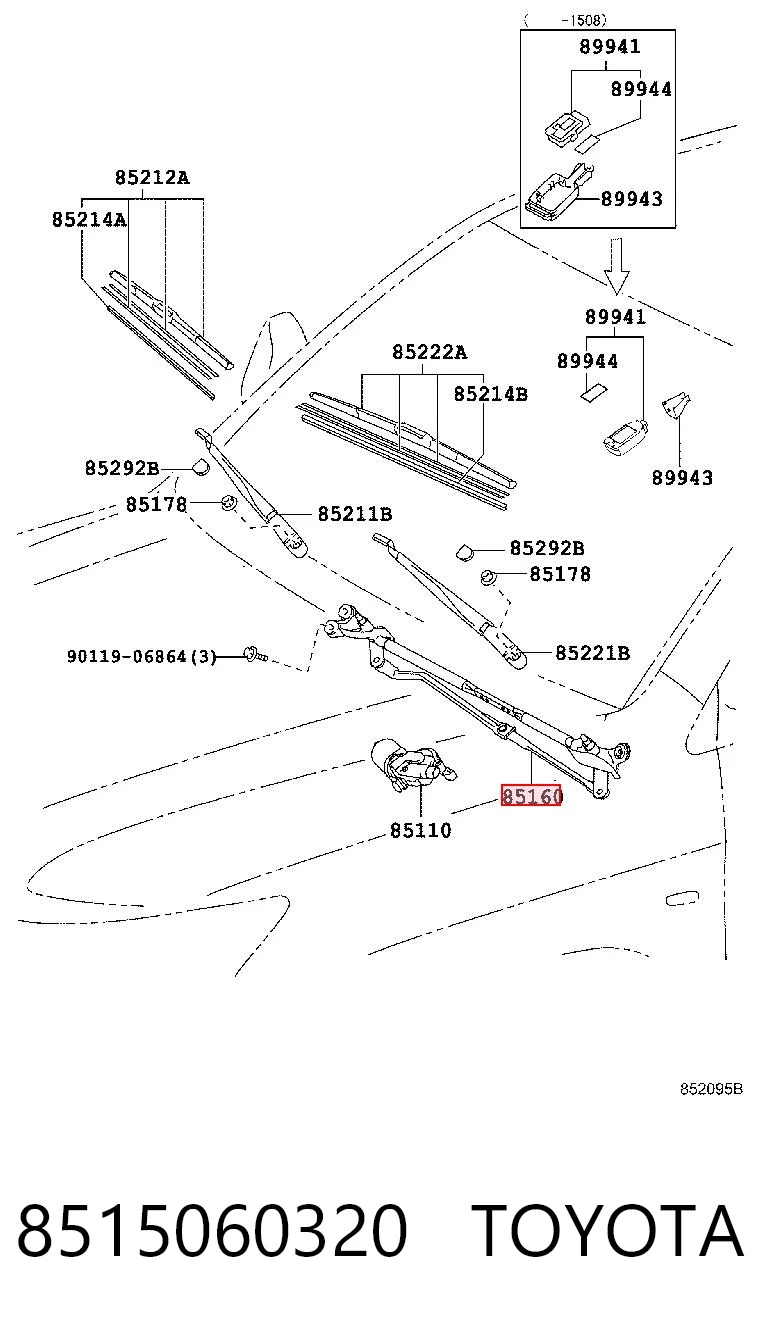 Trapézio de limpador pára-brisas para Toyota Land Cruiser  J200