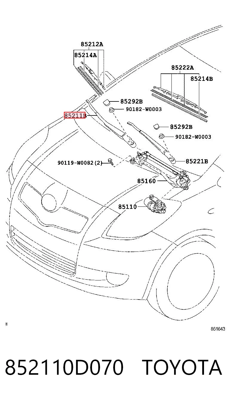 Braço de limpa-pára-brisas do pára-brisas Toyota Yaris  SP90 ao melhor preço
