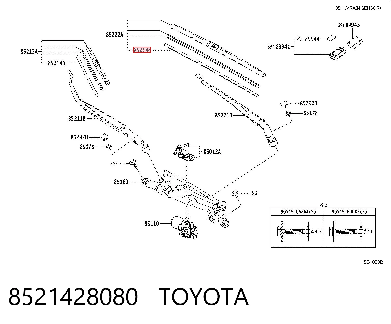8521428080 Toyota Limpa-pára-brisas do pára-brisas de condutor