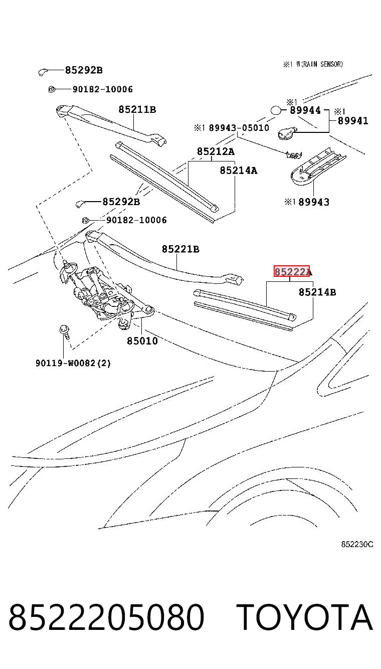 8522205080 Toyota Limpa-pára-brisas do pára-brisas de condutor