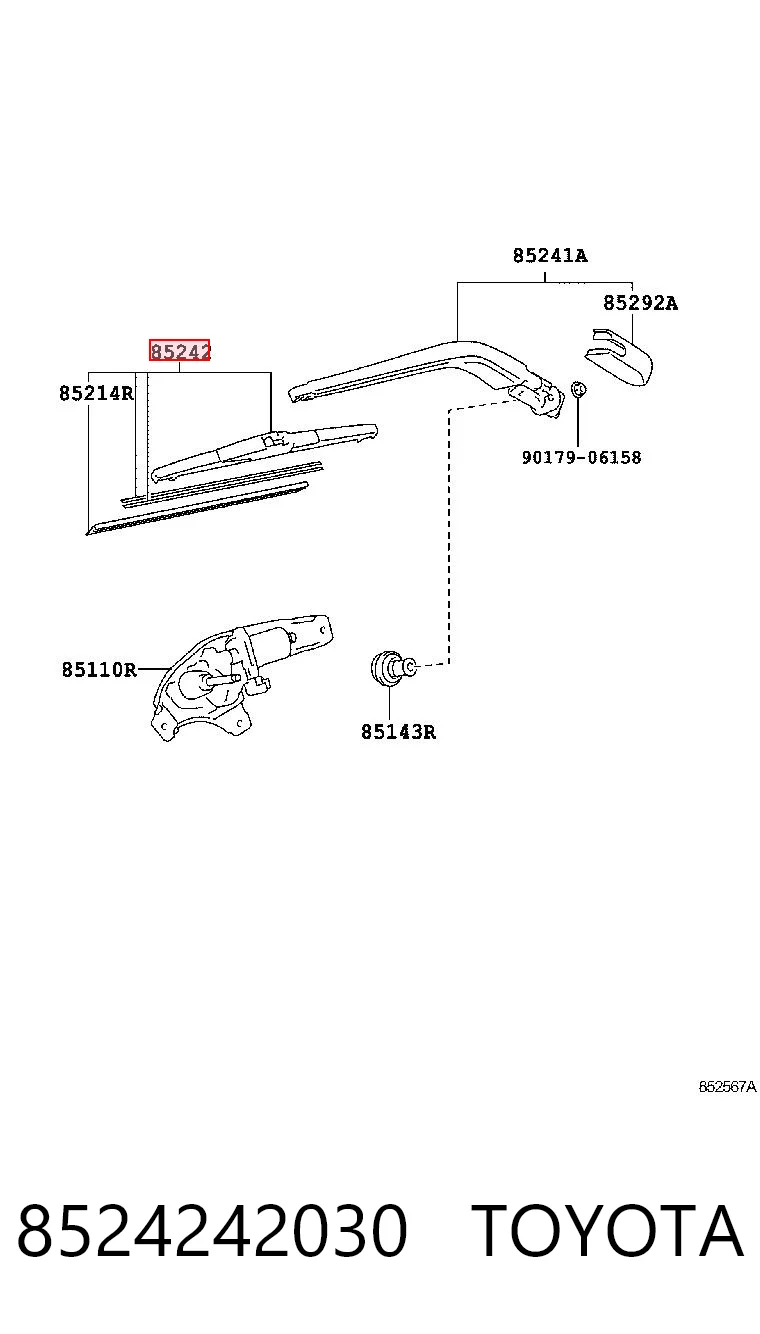 8524242030 Toyota Limpa-pára-brisas de vidro traseiro