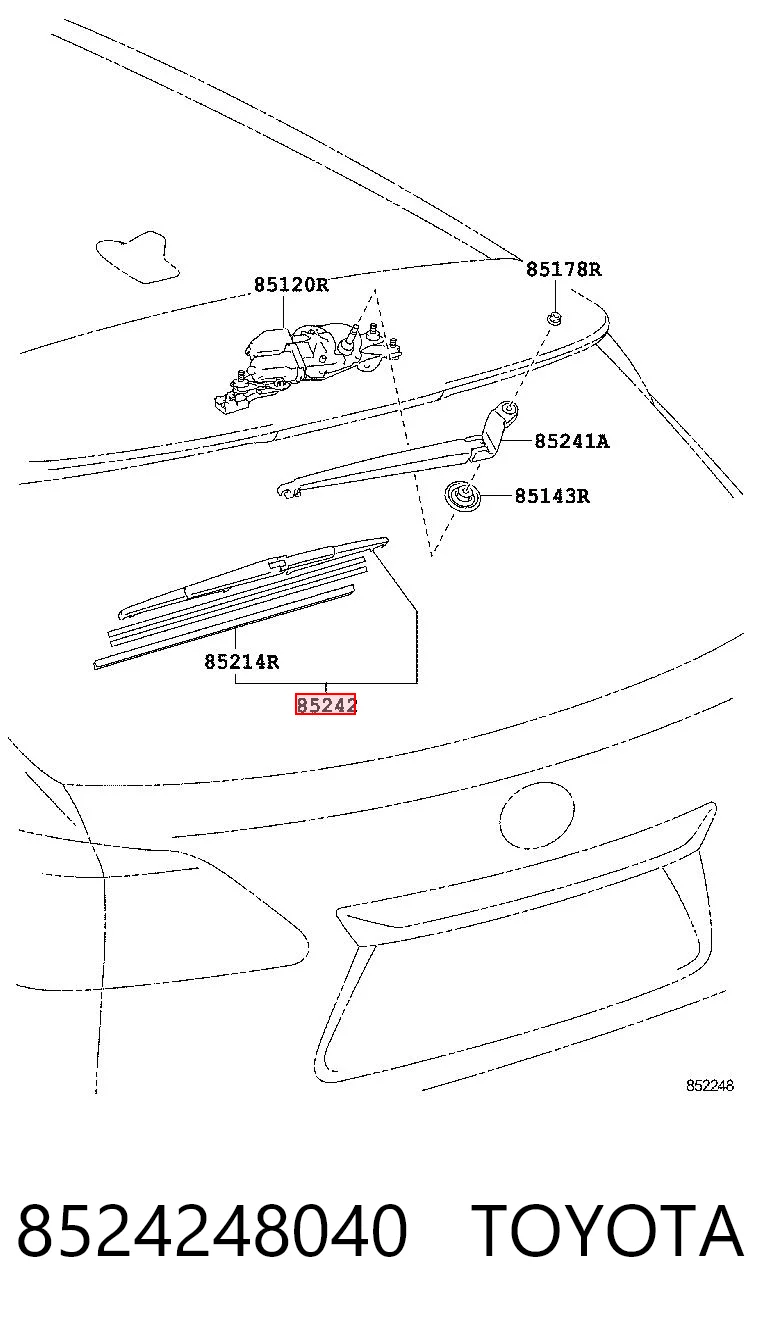 Limpa-pára-brisas de vidro traseiro para Lexus RX 270/350/450H AGL10, GGL15, GYL15