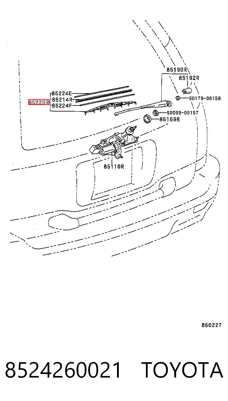 Limpa-pára-brisas de vidro traseiro para Toyota Rav4  SXA1