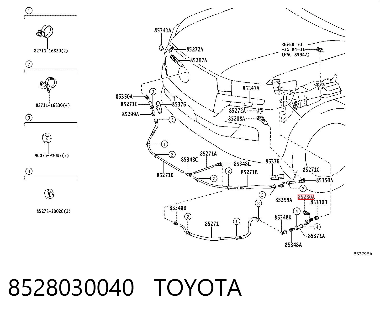 8528030040 Toyota Bomba do motor de fluido para lavador das luzes