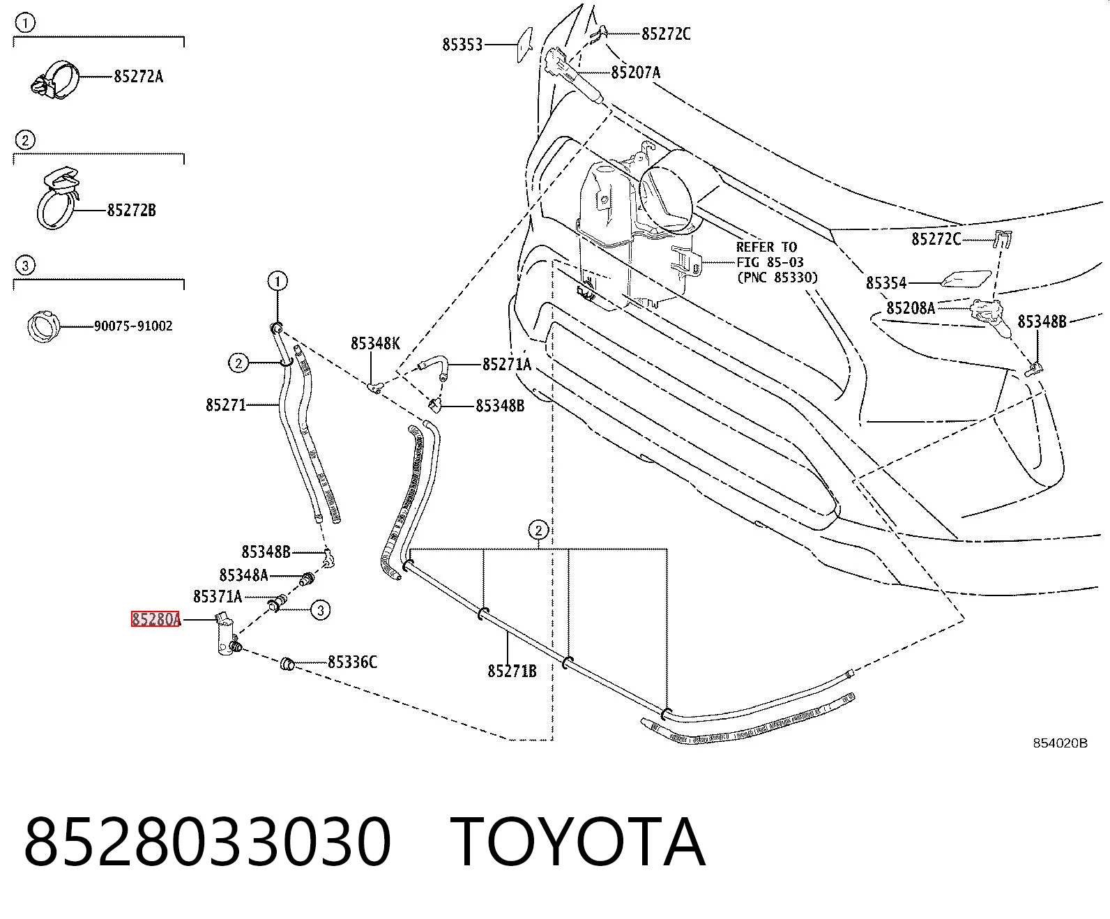 8528033030 Toyota Bomba do motor de fluido para lavador das luzes
