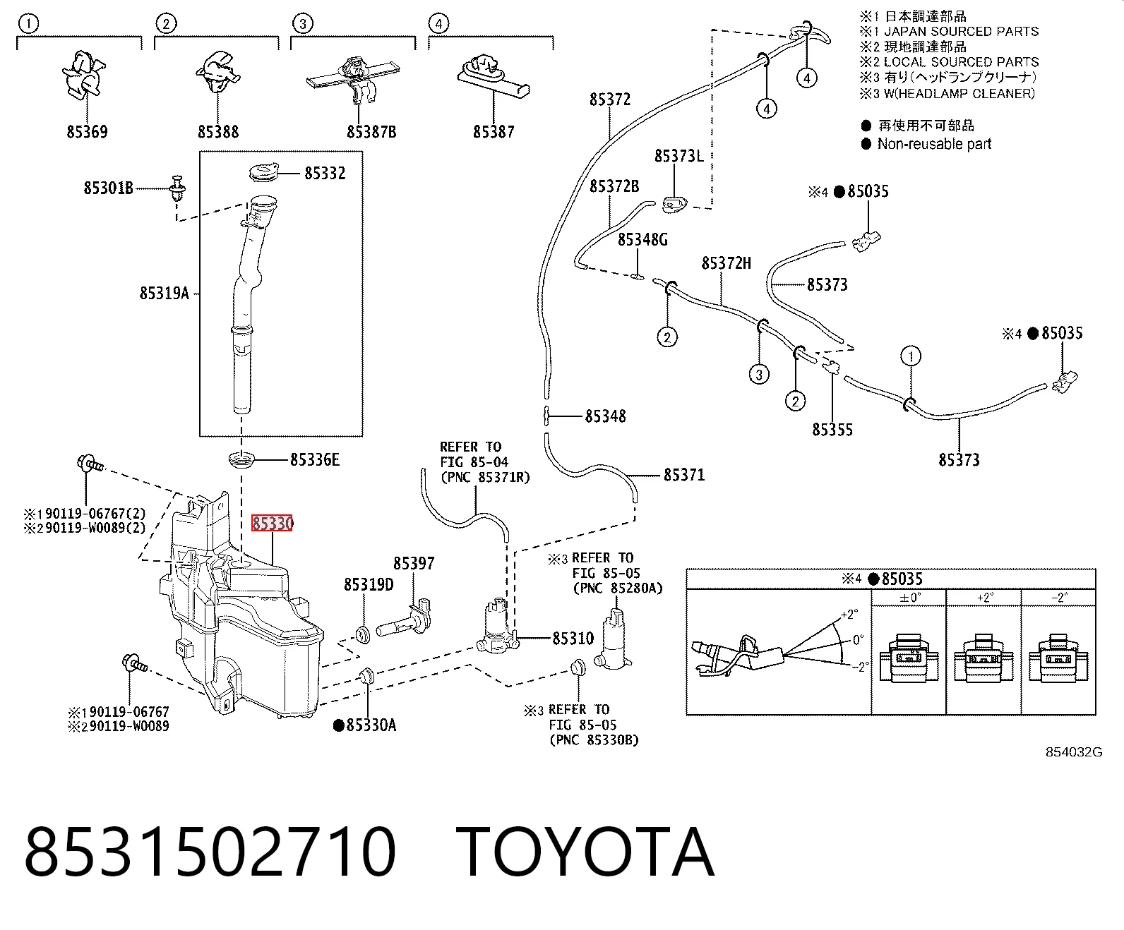 Tanque de fluido para lavador de vidro Toyota Corolla  E21 ao melhor preço