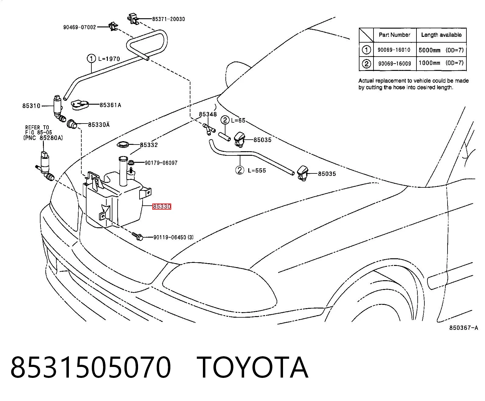 Tanque de fluido para lavador de vidro Toyota Avensis T22 ao melhor preço