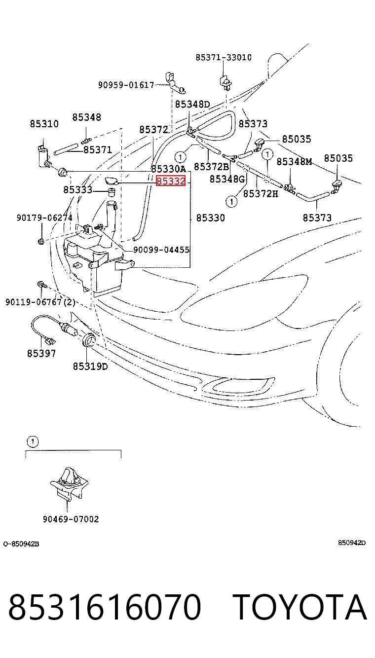 Tampa de tanque de fluido para lavador para Toyota Yaris  P21