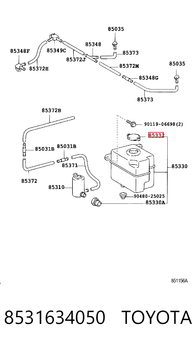 Tampa de tanque de fluido para lavador Toyota Hilux N ao melhor preço