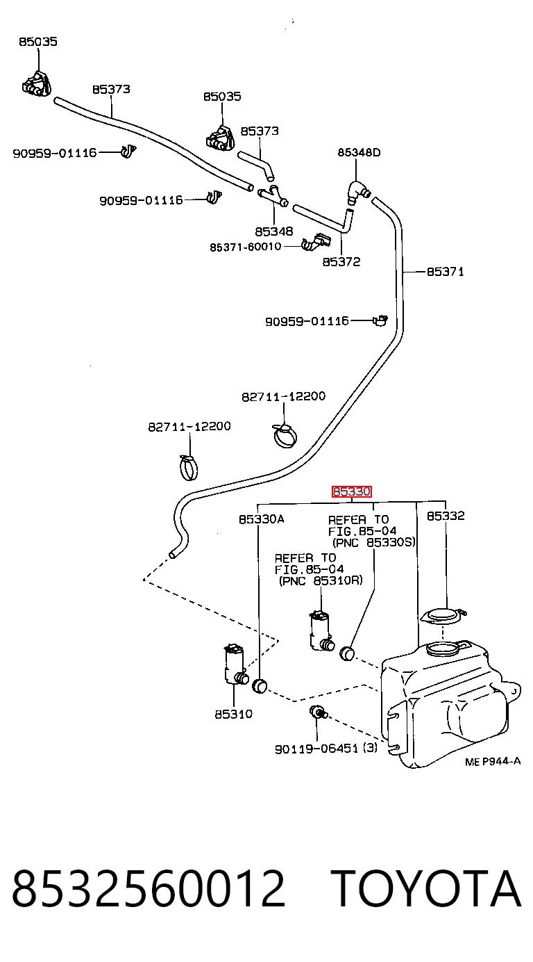 Tanque de fluido para lavador de vidro para Toyota Land Cruiser J8