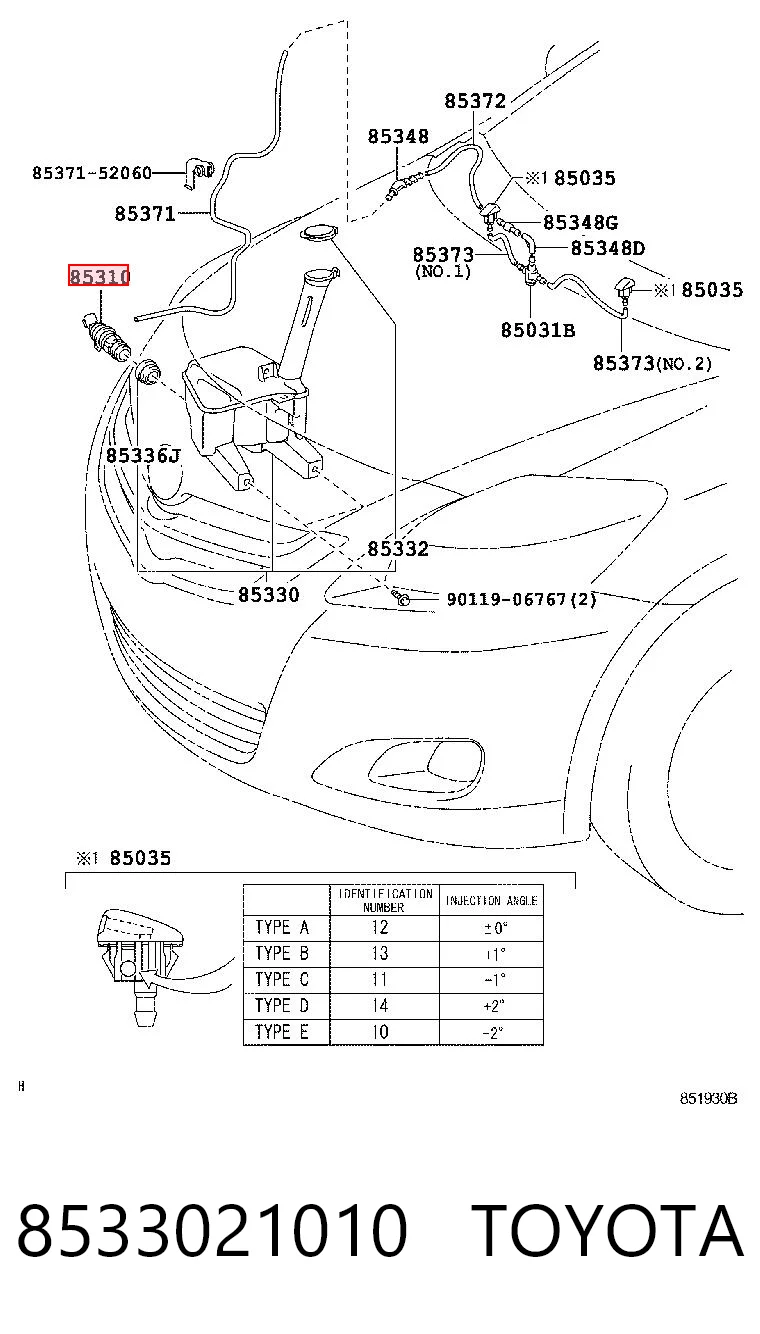8533021010 Toyota Bomba de motor de fluido para lavador de vidro dianteiro