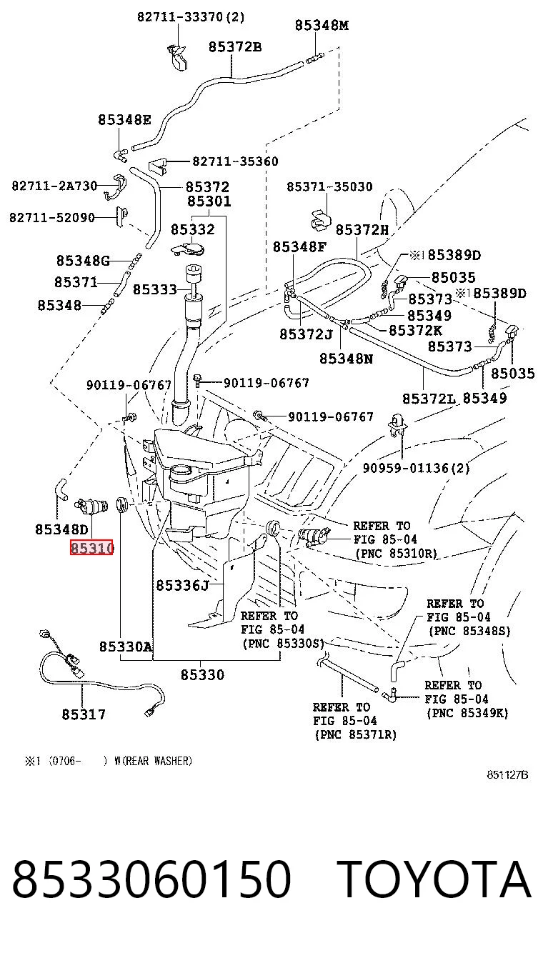 8533060150 Toyota Bomba de motor de fluido para lavador de vidro dianteiro