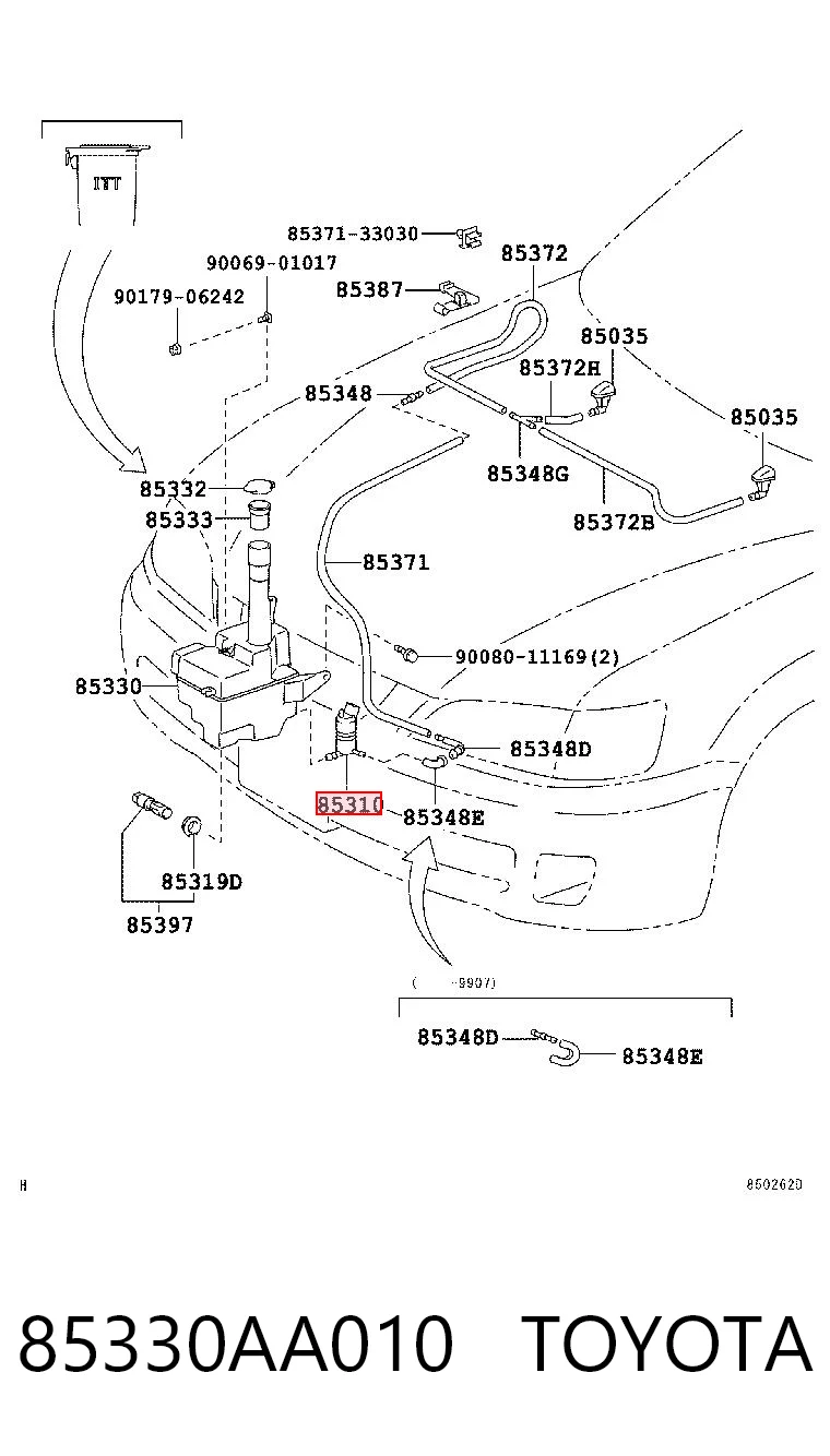 85330AA010 Toyota Bomba de motor de fluido para lavador de vidro dianteiro